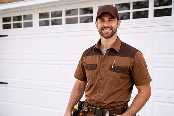 New custom garage door installed on modern coastal home